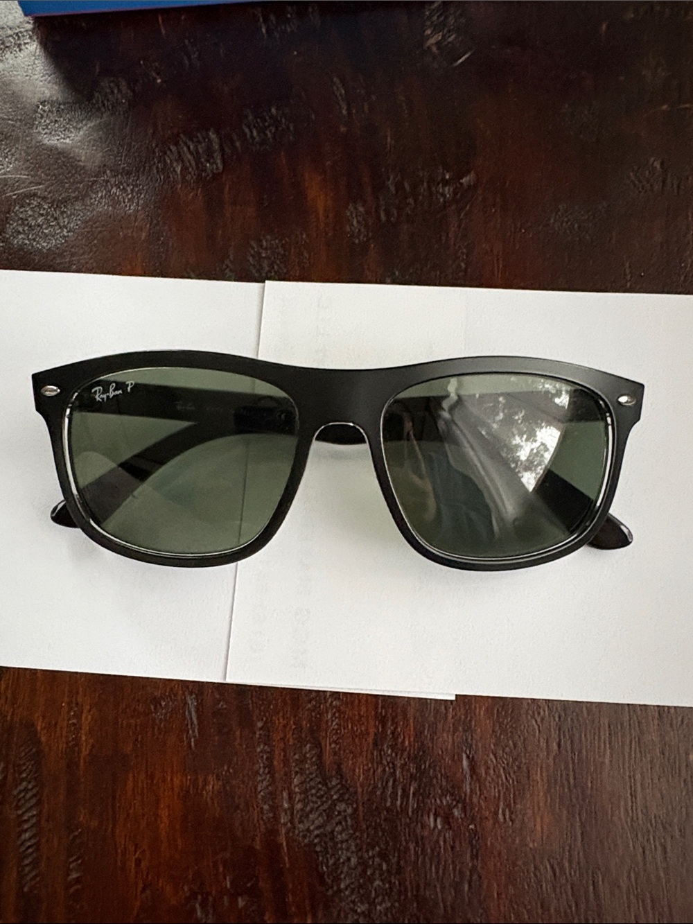 Ray-Ban Black Frame Green Polarized Lens Sunglasses